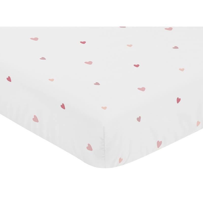 Sweet Jojo Designs Pink Boho Rainbow and Hearts Girl 3p Nursery Crib Bedding Set Mauve Shabby Chic Bohemian Cloud Polka Dot