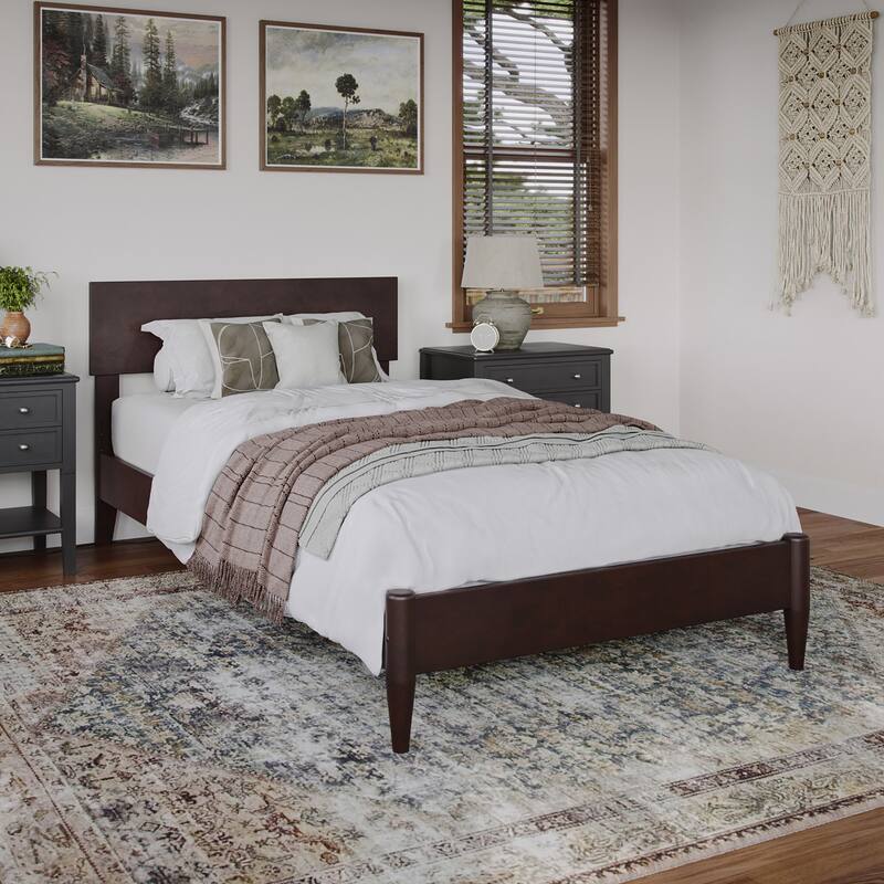 Aria Solid Wood Modern Low Profile Platform Bed - Espresso - Twin XL