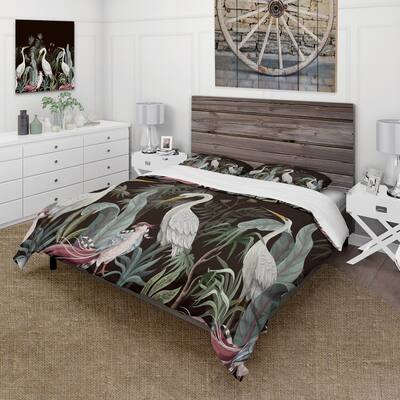 Designart 'Chinoiserie With Birds and Peonies III' Traditional Duvet Cover Set