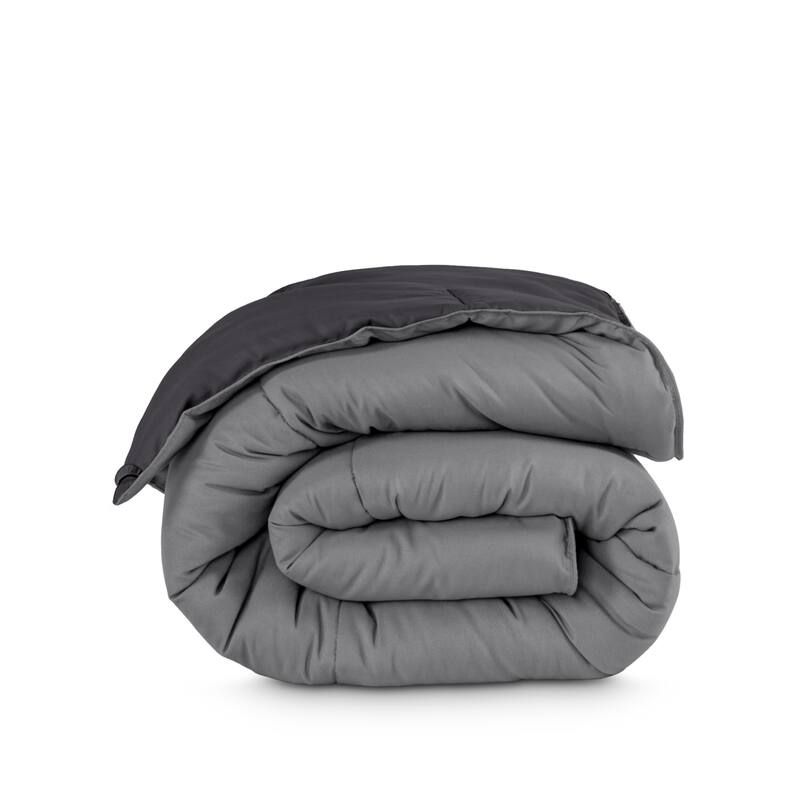 Bare Home Reversible All Season Down Alternative Comforter - Full - Grey/Forged Iron Grey