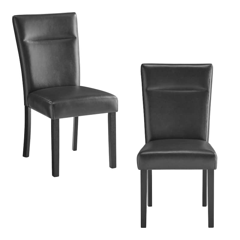 HomeRoots Set of Two Charcoal and Black Faux Leather And Wood Dining Side Chairs - 19.50 in. x 38.25 in. x 25.25 in.