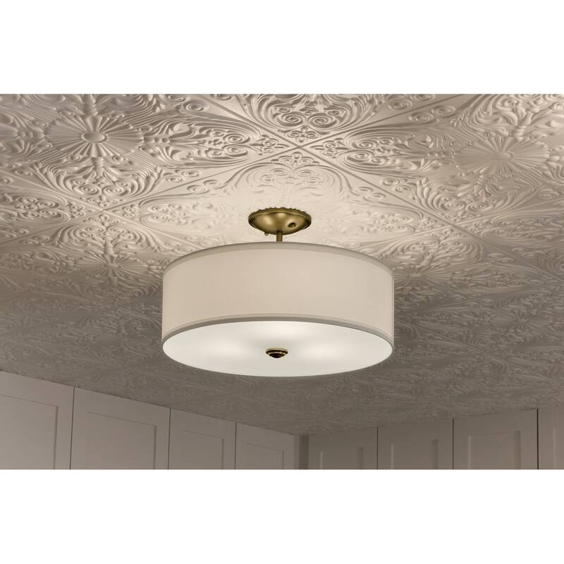 Kichler Lighting Shailene 18 in. 3-Light Natural Brass Round Semi-Flush Mount Light - 18 in