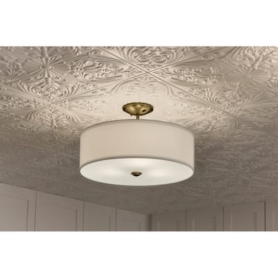 Kichler Lighting Shailene 18 in. 3-Light Natural Brass Round Semi-Flush Mount Light - 18 in