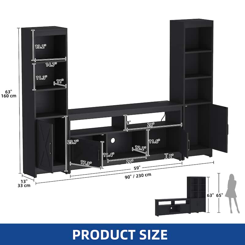 Moasis Farmhouse TV Stand with LED Lights & Power Hub