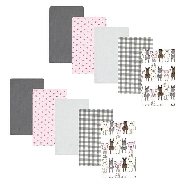slide 1 of 1, Hudson Baby Infant Girl Cotton Flannel Burp Cloths, Farm Friends Pink 10-Pack, One Size - Farm Friends Pink 10-Pack - One Size One Size - Farm Friends Pink 10-Pack