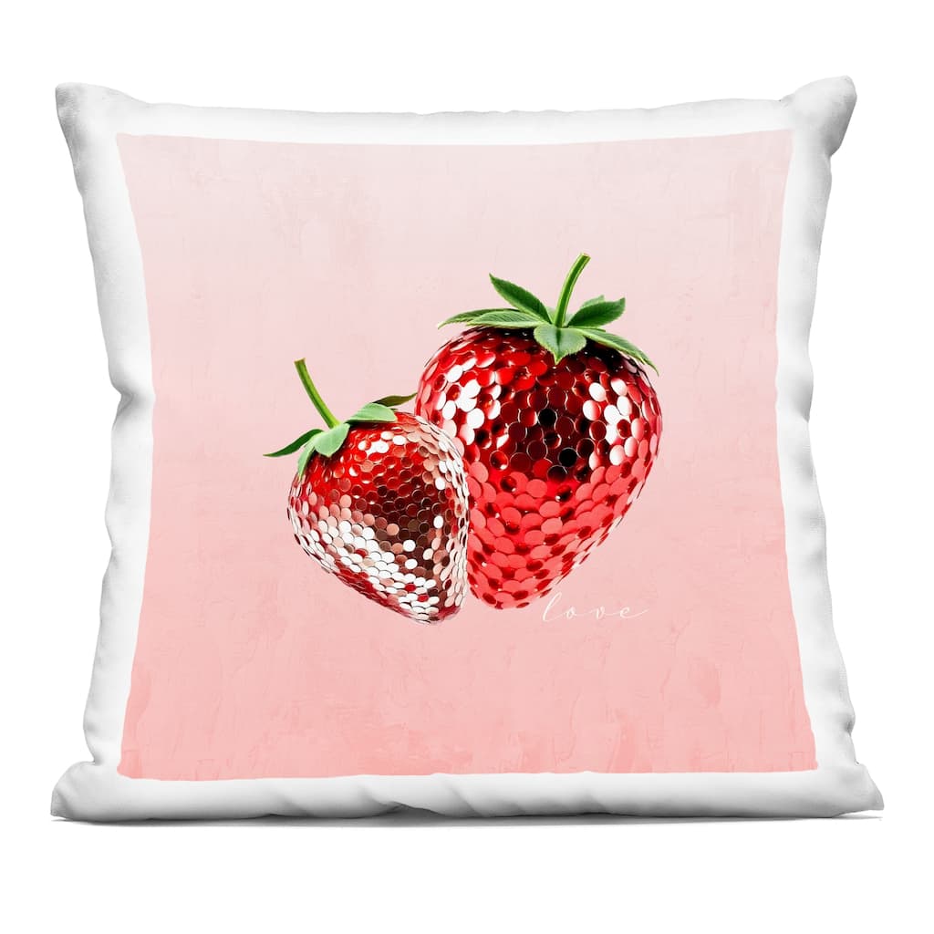 Stupell Disco Sequin Strawberries Decorative Printed Throw Pillow Design by Kim Allen