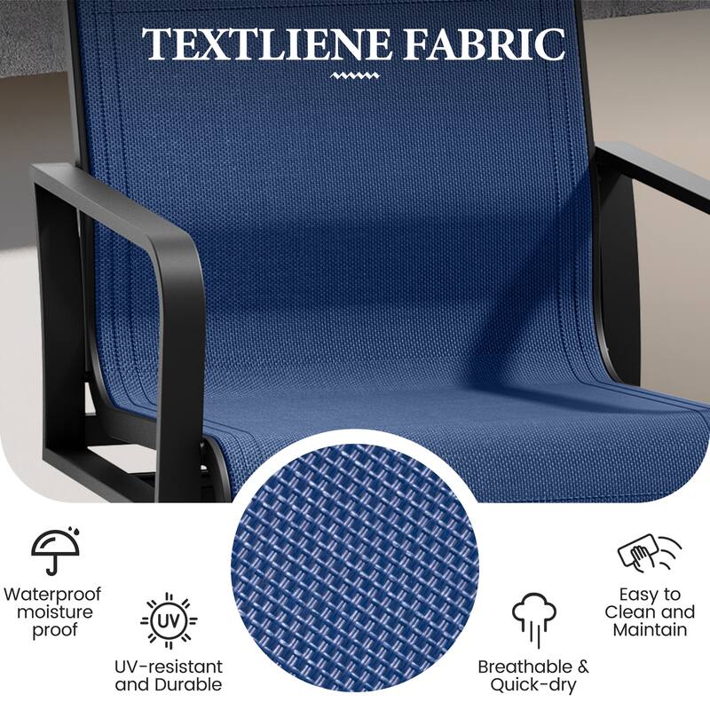 Outdoor Indoor Patio Aluminum Premium Sunbrella Fabric Swivel Barstools