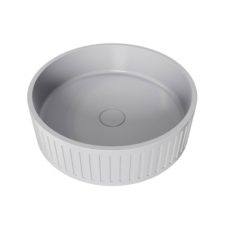 15'' Concrete Vessel Round Modern Gray Bathroom Sink