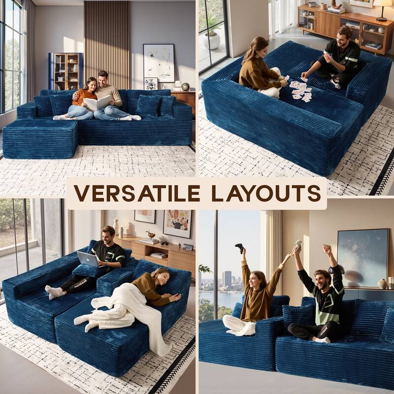 OVIOS All-Foam Plush L-Shaped Sofa​