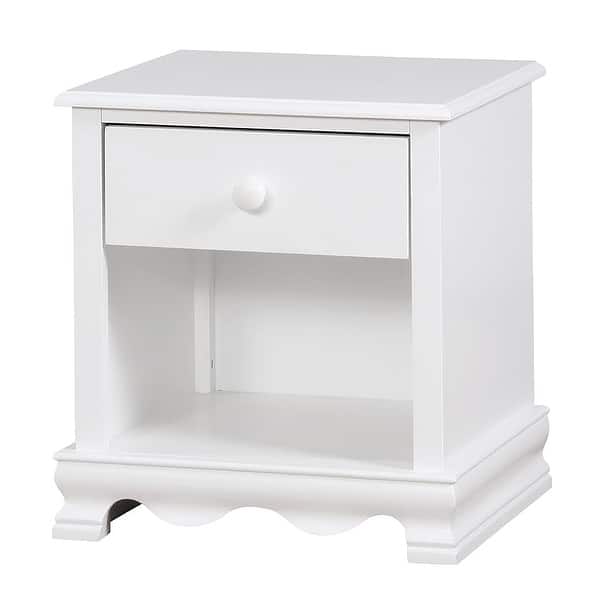 slide 2 of 6, Jevi Transitional Solid Wood 1-Drawer Youth Nightstand by Furniture of America White