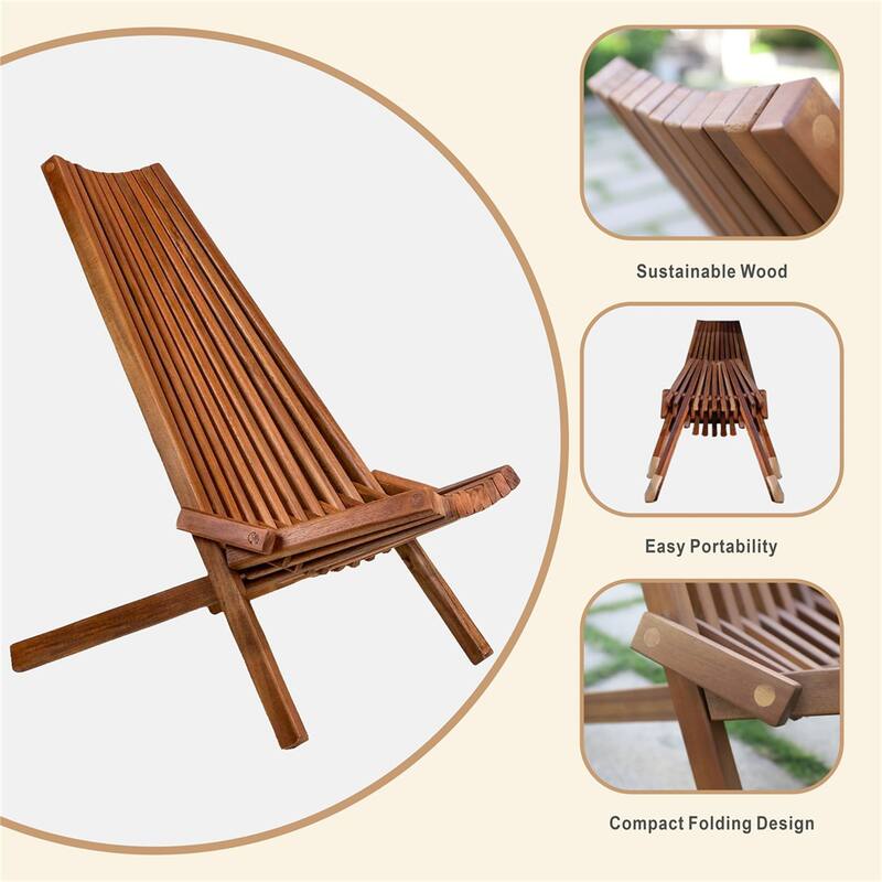Outdoor Patio Solid Wood Portable Folding Armless Chair for Camping