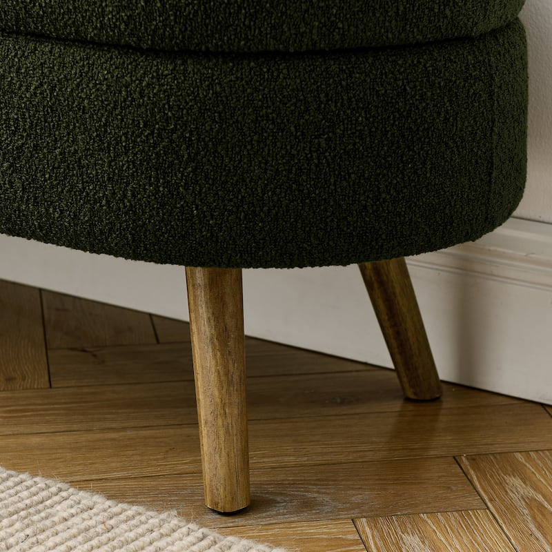 Ottoman Oval Storage Bench,Rubber Wood Legs