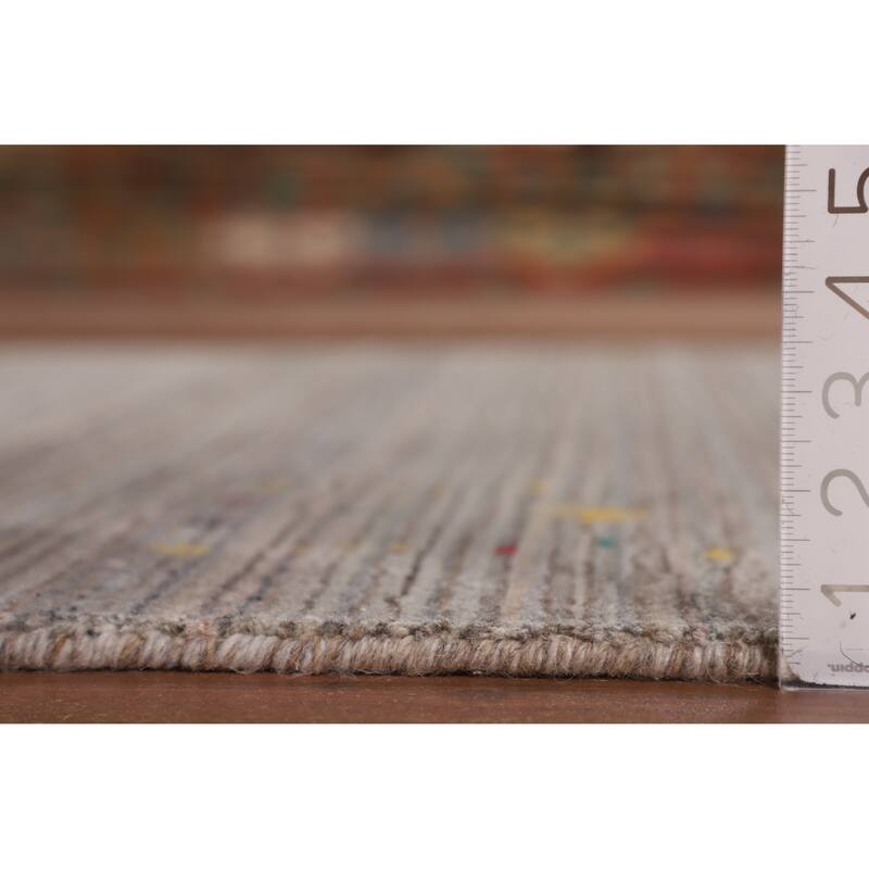 Striped Tribal Gabbeh Oriental Area Rug Hand-Knotted Wool Carpet - 5'0" X 8'5"