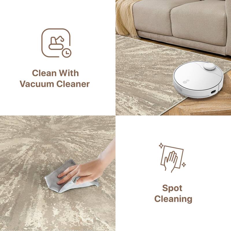 Mcow Abstract Modern Microfiber Low-Pile Washable Area Rug