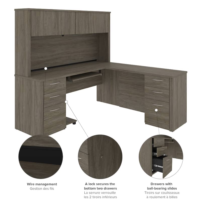 Bestar Embassy 71" L-shaped desk with hutch
