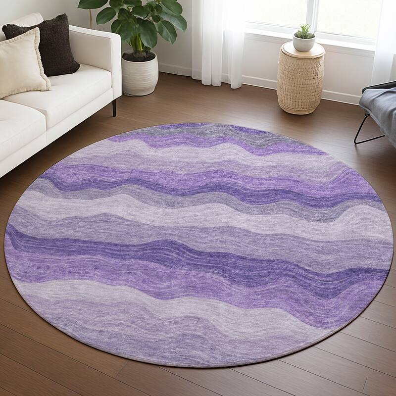 Machine Washable Indoor/ Outdoor Ombre Stripes Chantille Rug