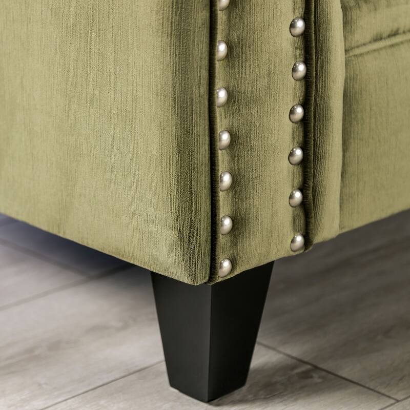 Olie Transitional Green Solid Wood Padded Loveseat by Furniture of America