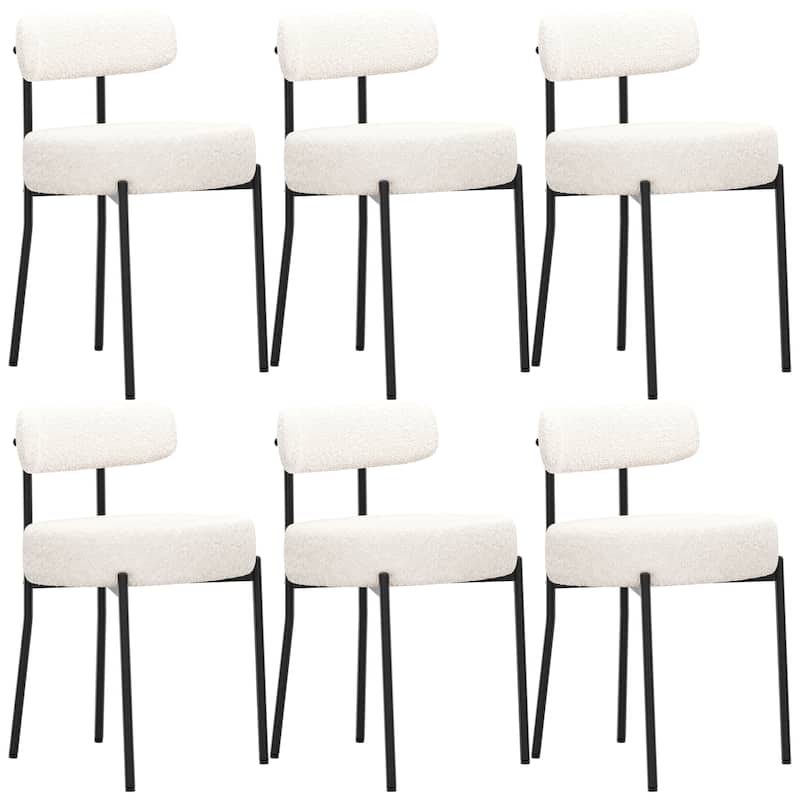 XINMICS Upholstered Boucle Dining Chairs with Black Metal Legs