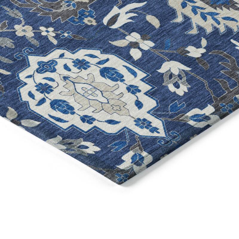 HomeRoots Damask Traditional Rectangle Outdoor Rug