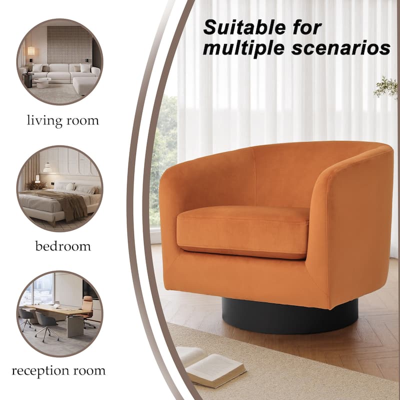 UIXE 360° Swivel Barrel Accent Chair Velvet Armchair For Living Room