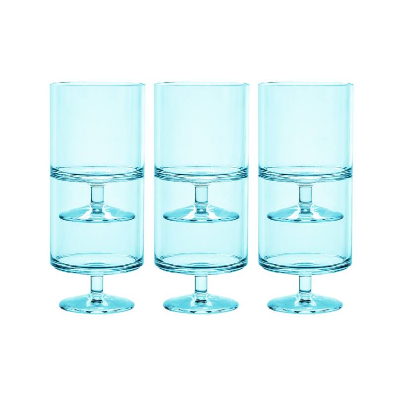 Abode Homewares Stacking Wine Goblet, 9.4 oz. Set of 6 - Blue