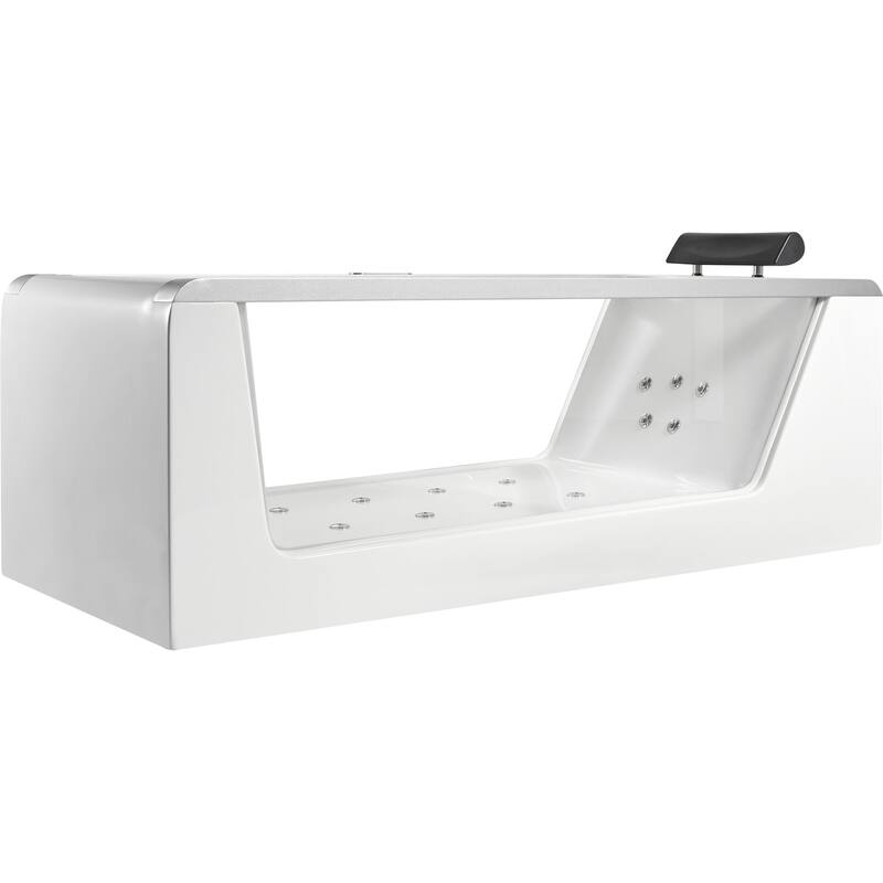 6 ft Clear Rectangular Acrylic Whirlpool Bathtub - White