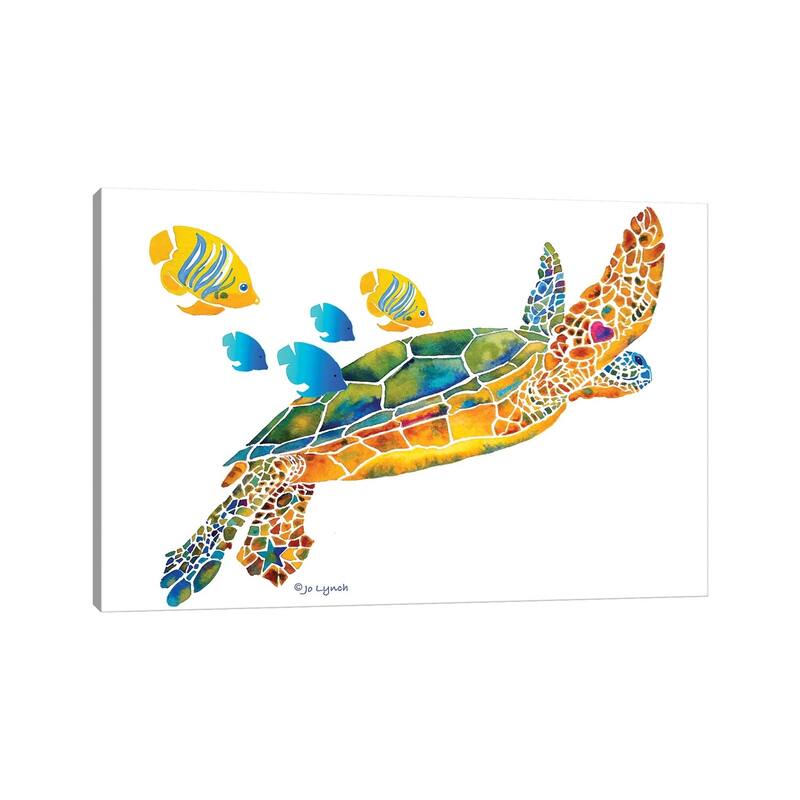 iCanvas "Sea Turtle With Fish" by Jo Lynch Canvas Print
