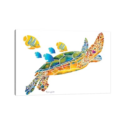 iCanvas "Sea Turtle With Fish" by Jo Lynch Canvas Print