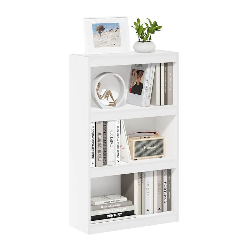 40.3 in. Tall White Wood 3-Shelf Bookcase