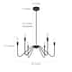 Industrial Transitional Armed Sputnik Chandelier 6-light Wheel Lighting for Dining Room - L24.8" x W24.8" x H9.8"