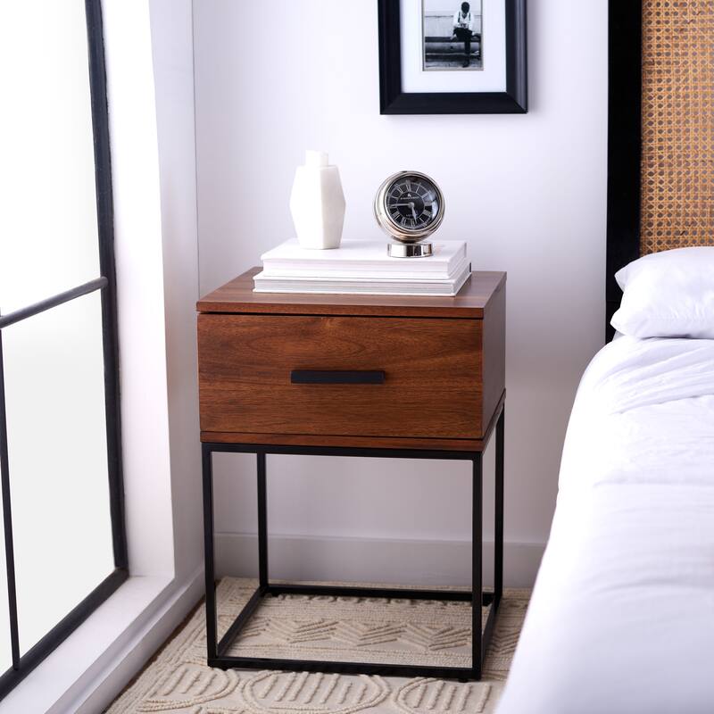 SAFAVIEH Pieta Brown 1-Drawer Nightstand