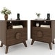preview thumbnail 18 of 23, Fluted Nightstand with Charging Station, Modern 19.6in Wide End Table Wood Bedside Table with 2 Drawers for Bedroom Brown - 2pcs