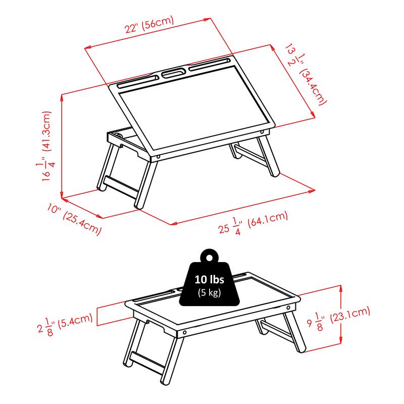 Arlo Breakfast Tray with Flip Top Teak Finish