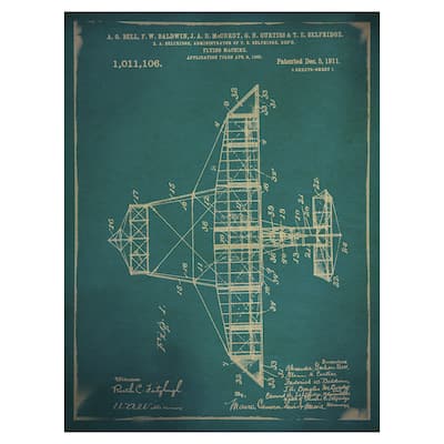 Flying Machine I Blue Canvas Art Print