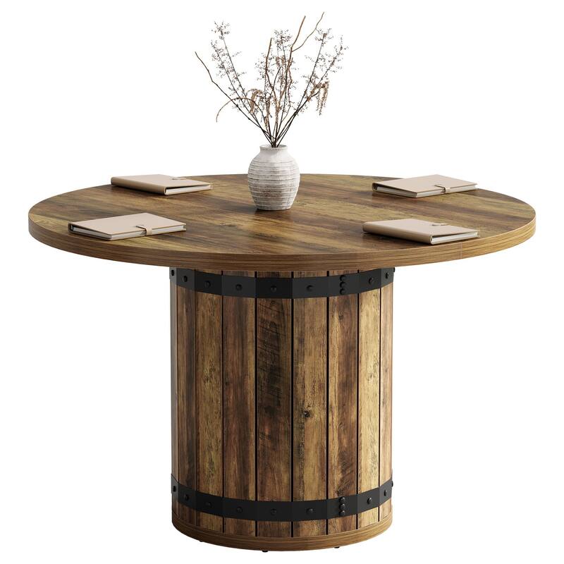39.37-Inch Round Conference Table, Farmhouse Meeting Room Table