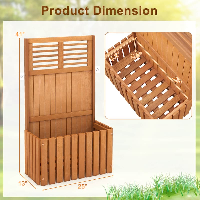 Costway 1/2 PCS Wooden Plant Stand Raised Garden Bed with Trellis &