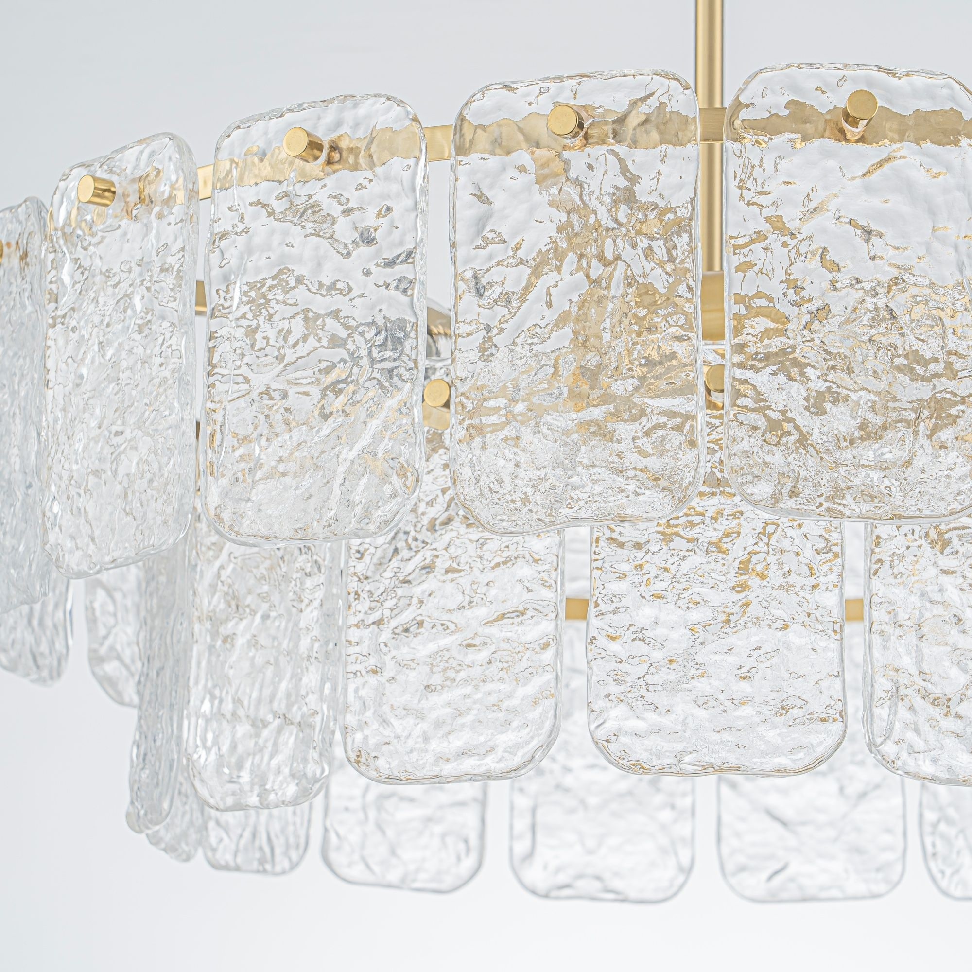 Rennnsan 23.6 in. 6-Light Modern Brass Chandelier with Handcrafted Water Ripple Glass Shades
