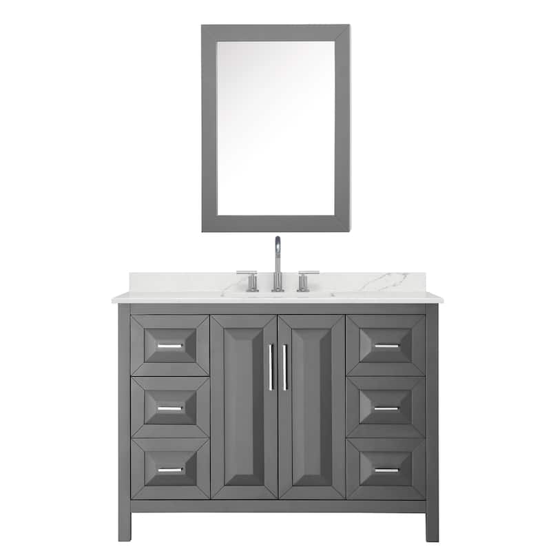 Daria 48-inch Single Vanity, 3 Hole Quartz Top, Med Cabinet
