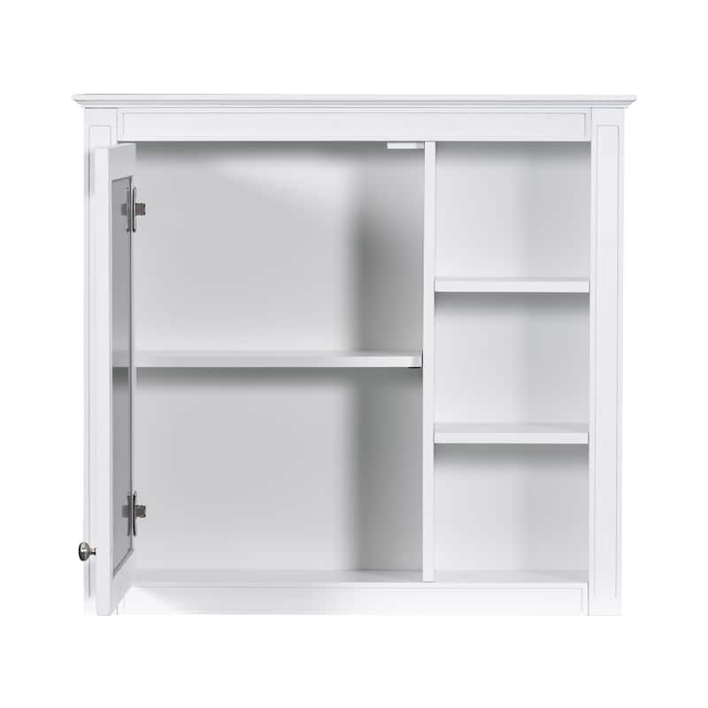 Modern 30" Bathroom Vanity Set with Mirror Cabinet, Ceramic Sink, 2 Drawers & Tip-Out Drawer for Storage