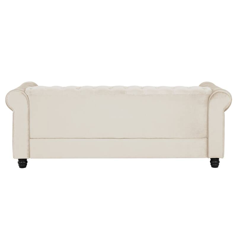 Classic Tufted Velvet Upholstered Chesterfield Club Chair and Sofa 2 Pieces with Nailhead for Living Room by Morden Fort