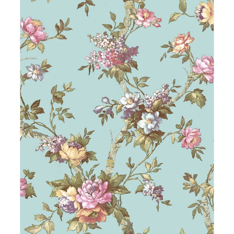 Galerie Wallcoverings Cottage Chic Trailing Floral Motif ECODECO Material Matte Wallpaper Roll - 33 feet x 21 inches - Blue