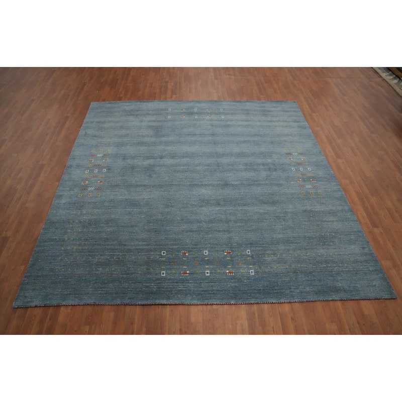 Hand Knotted Oriental 100% Wool Carpet Tribal Animal Pictorial Navy Blue & Blues Gabbeh Area Rug - 9' 10'' X 9' 11''