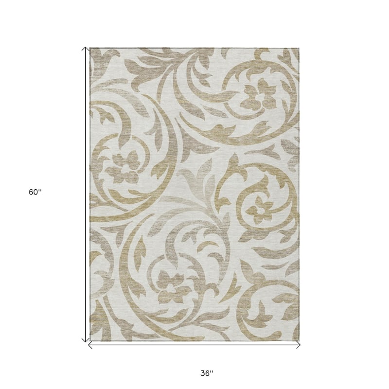 HomeRoots Floral Transitional Rectangle Outdoor Rug