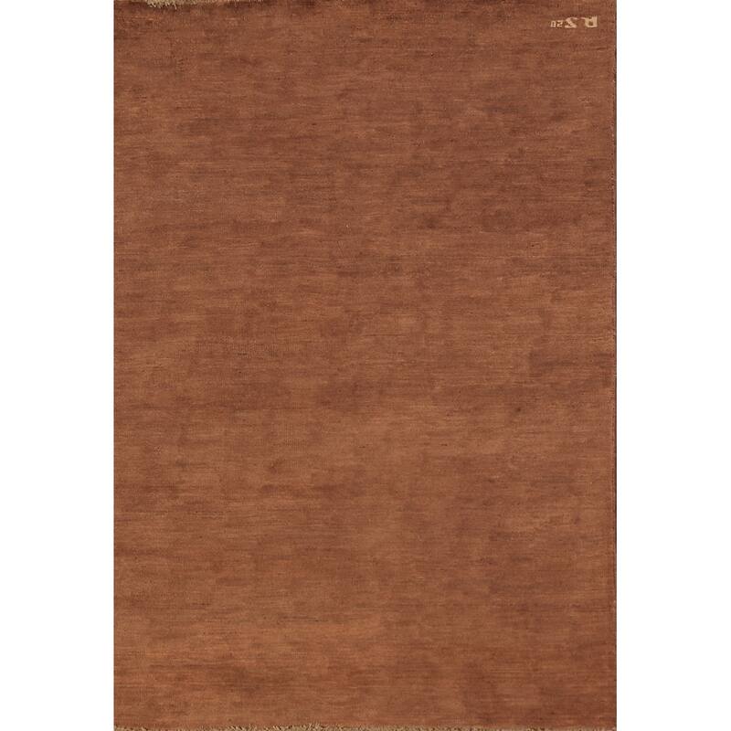 Brown Gabbeh Modern Rug Handmade Wool Carpet - 4'0" x 6'2"