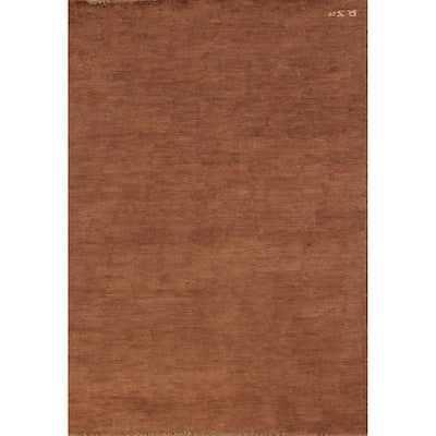 Brown Gabbeh Modern Rug Handmade Wool Carpet - 4'0" x 6'2"
