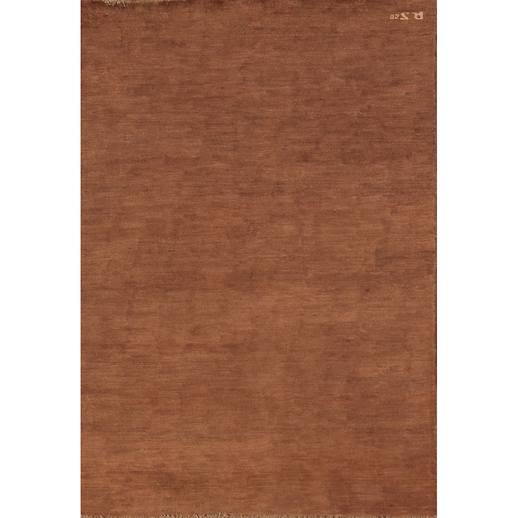 Brown Gabbeh Modern Rug Handmade Wool Carpet - 4'0" x 6'2"