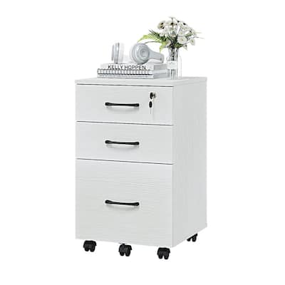 3 Drawer Wood Mobile File Cabinet