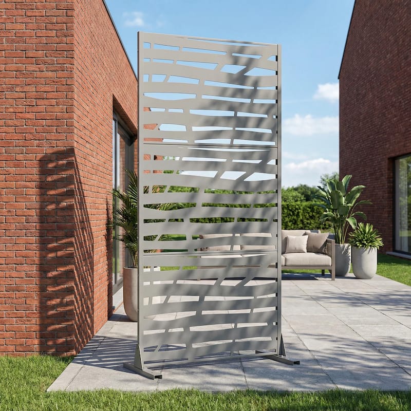 Jungle Metal Privacy Screen Panel Free Standing - Grey - 72"x35"
