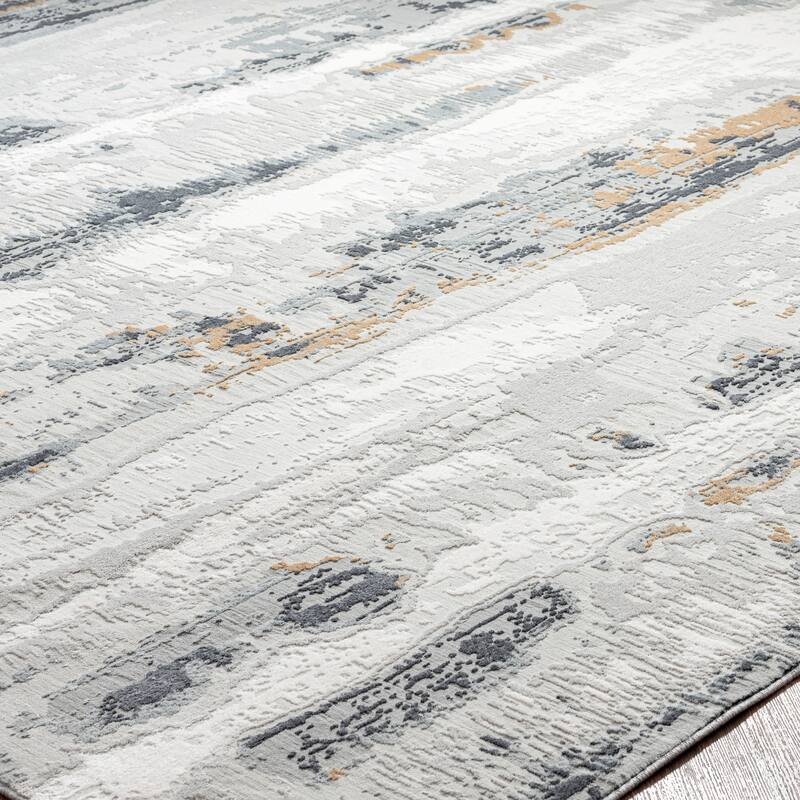 N Natori Bliss Sahara Neutrals Gold/Silver Modern Area Rug