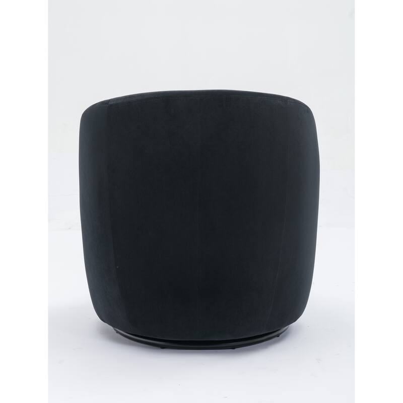 Velvet Swivel Barrel Chair with 360° Black Metal Base